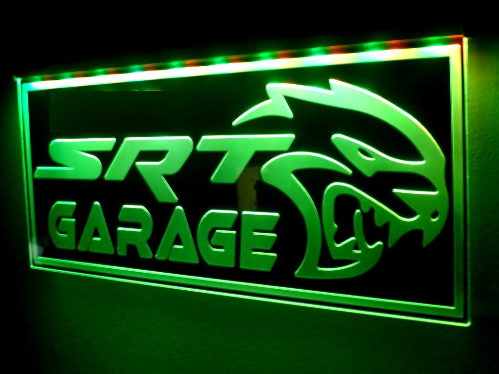 SRT HELLCAT GARAGE SIGN DECOR NEON LED LIGHT MANCAVE MOPAR DODGE LARGE 10″X20″
