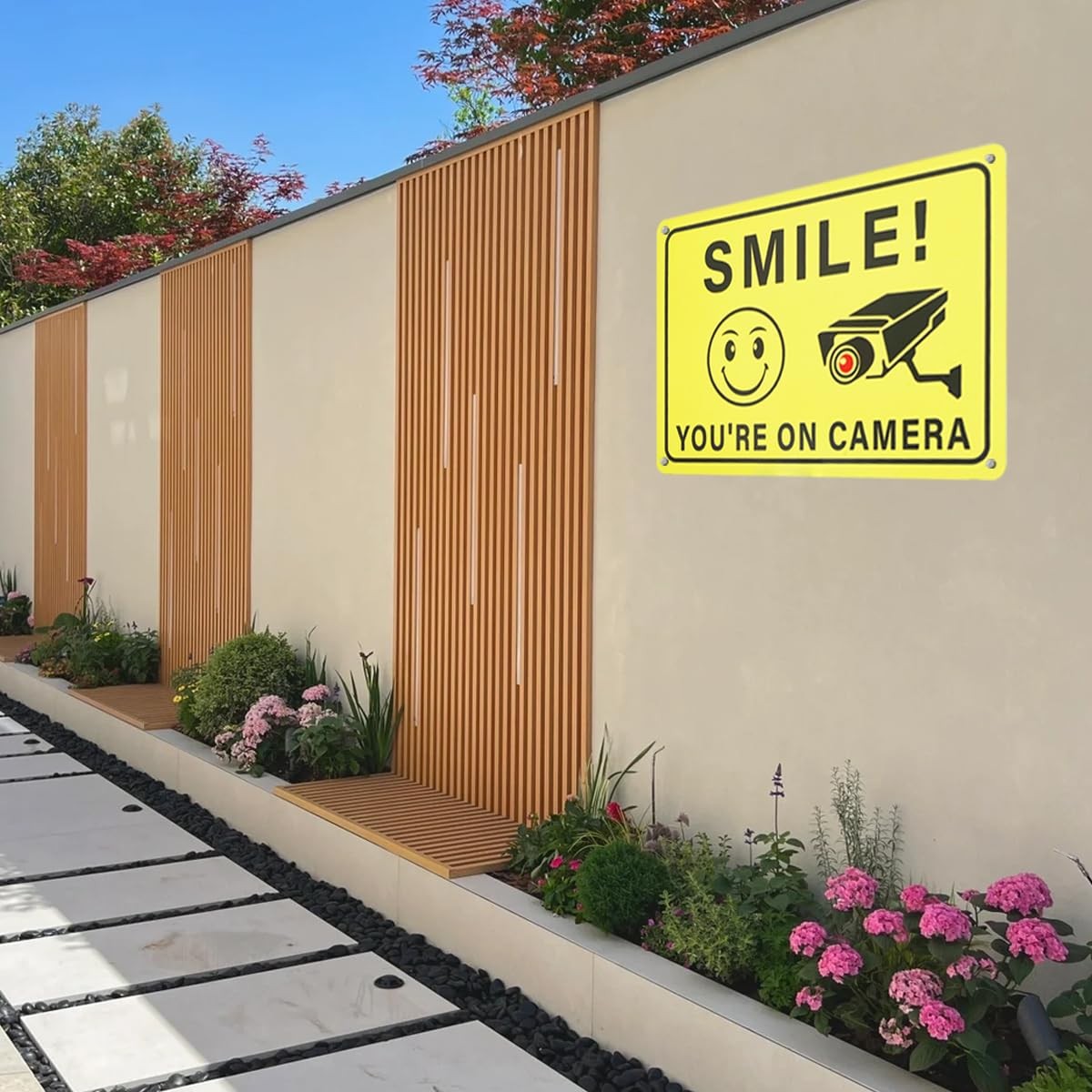 Smile You are on Camera Sign, 2Pack 10 * 7 Inches Aluminum Video Surveillance…