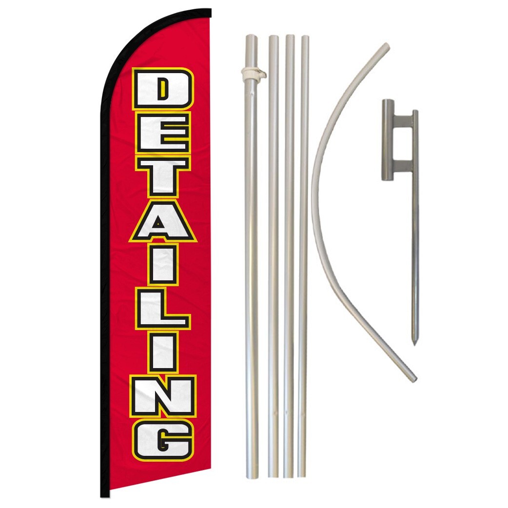 Detailing Windless Banner Swooper Advertising Flag Pole Kit Mechanic Automotive