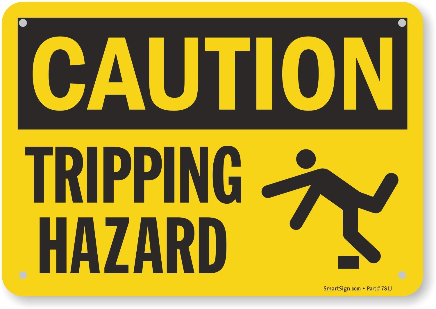 Caution Tripping Hazard Safety Warning Notification Plastic Wall Sign 7×10 In