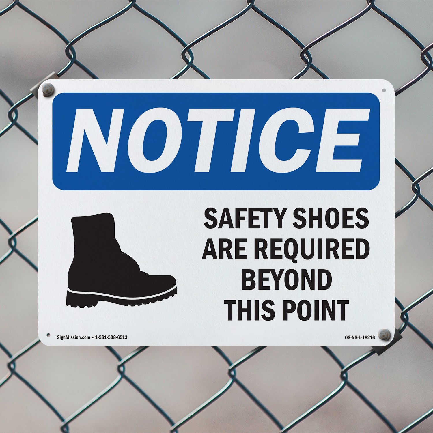 Safety Shoes Are Required Beyond OSHA Notice Sign Metal, Decal – 5 or 10 Pack