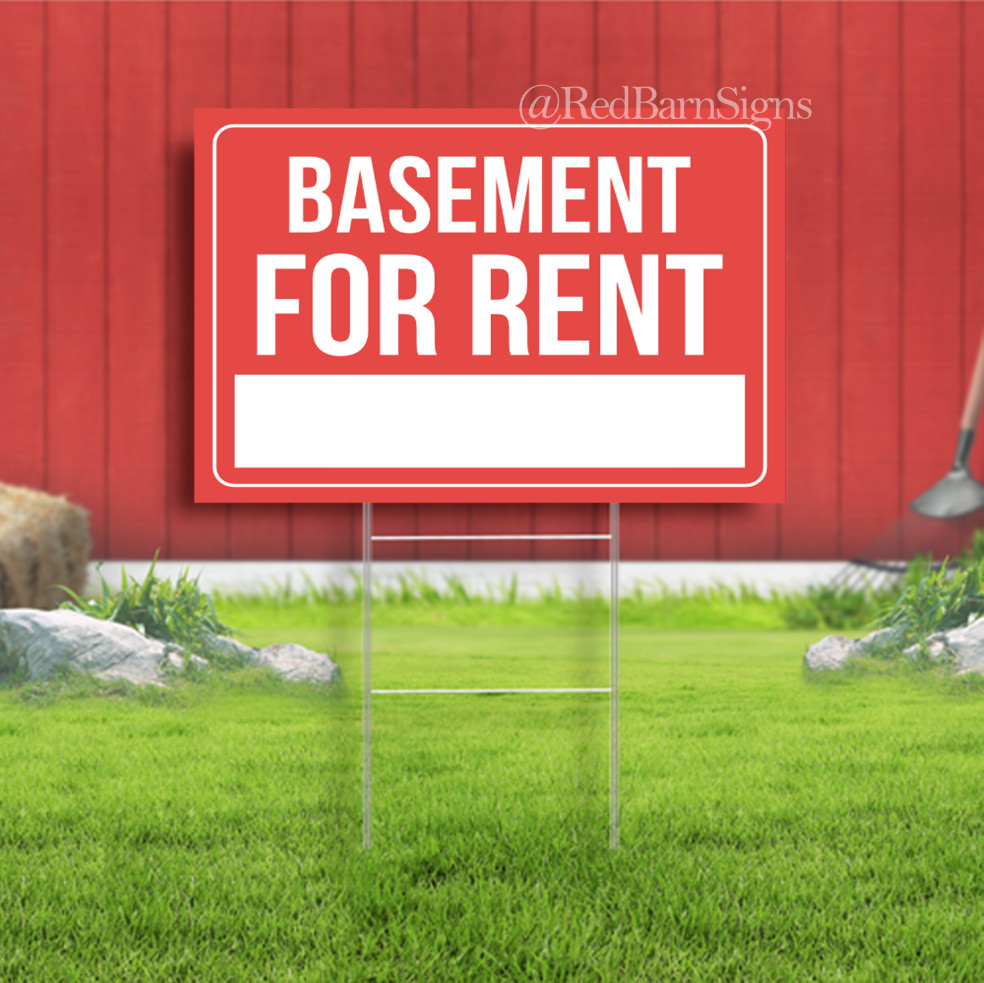 Basement for Rent Indoor Outdoor Yard Sign with metal stakes