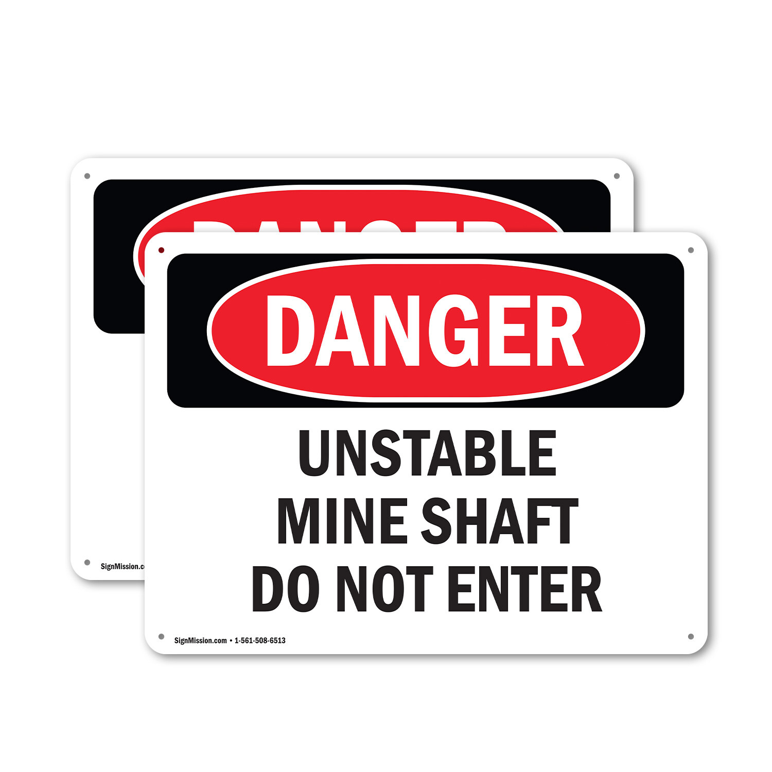 (2 Pack) Unstable Mine Shaft Do Not Enter OSHA Danger Sign Decal Metal Plastic