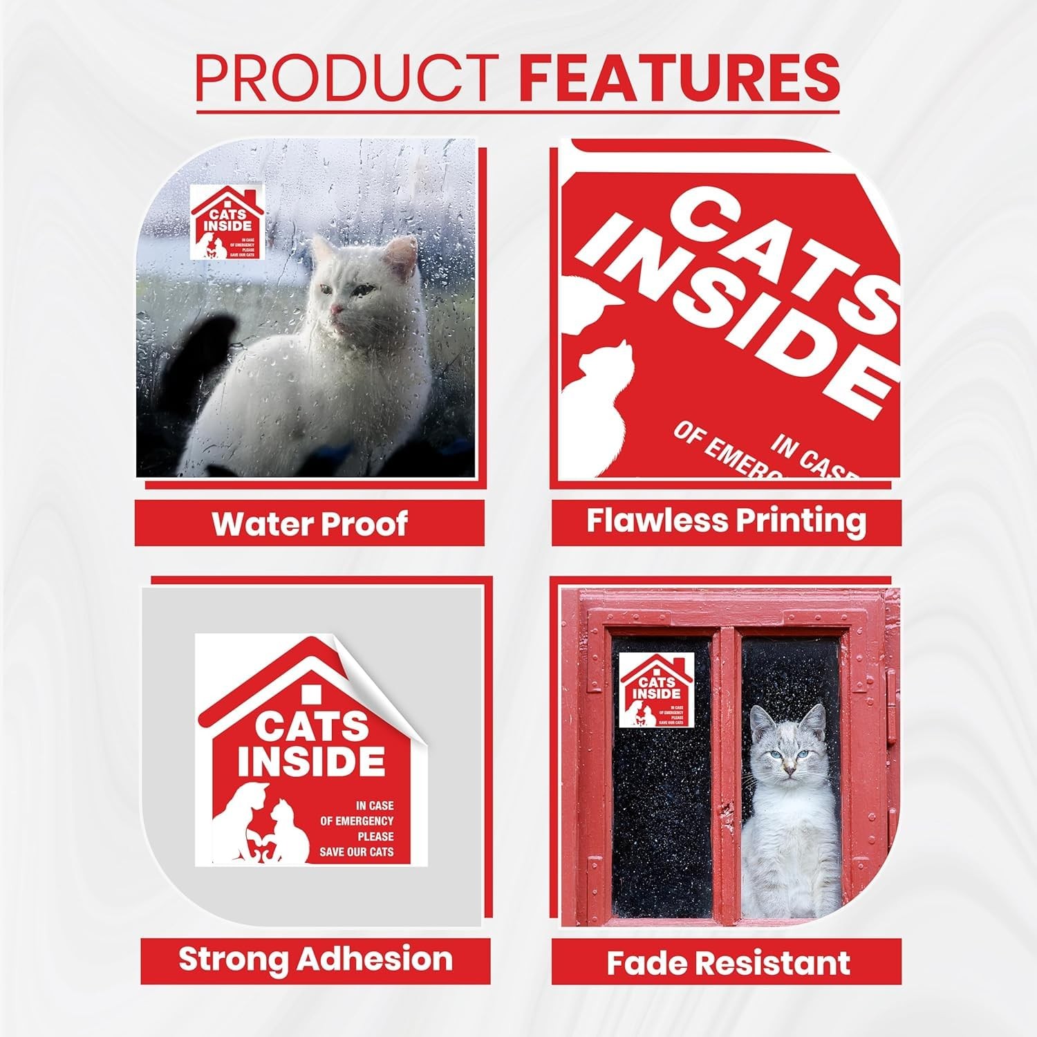 6 x Cats Fire Rescue Sticker | 5×5 Inch Premium Vinyl Cats Inside Sign | Self…