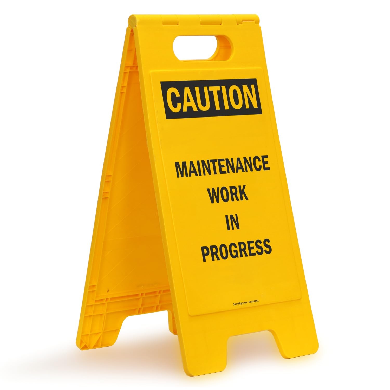 25×12 Inch Caution Maintenance Work Progress Two-Sided Floor Sign Plastic Yellow