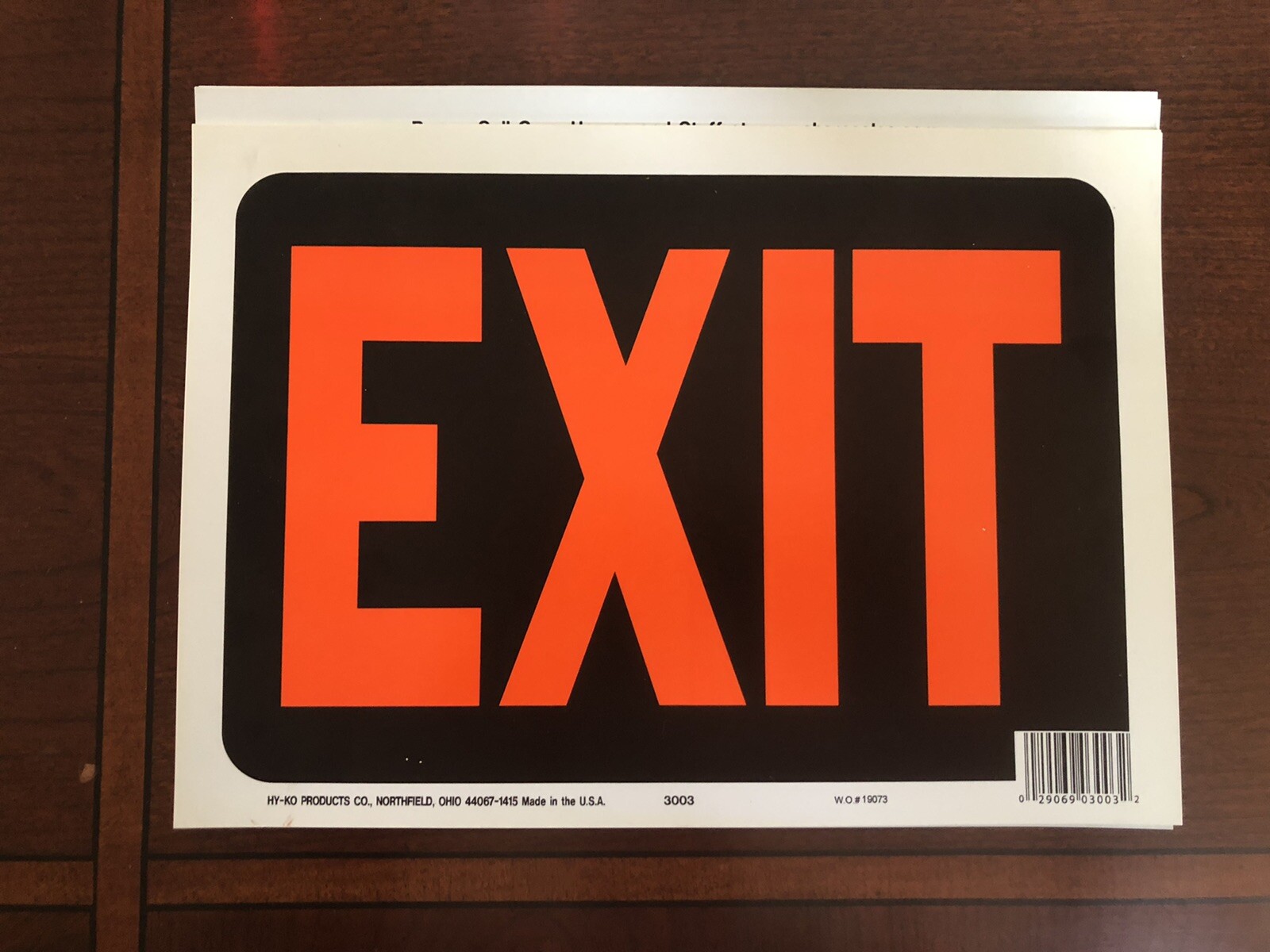 9 Pack – Exit Sign, Hy-Glo Orange/ Black Plastic, 9 x 12-In. -3003
