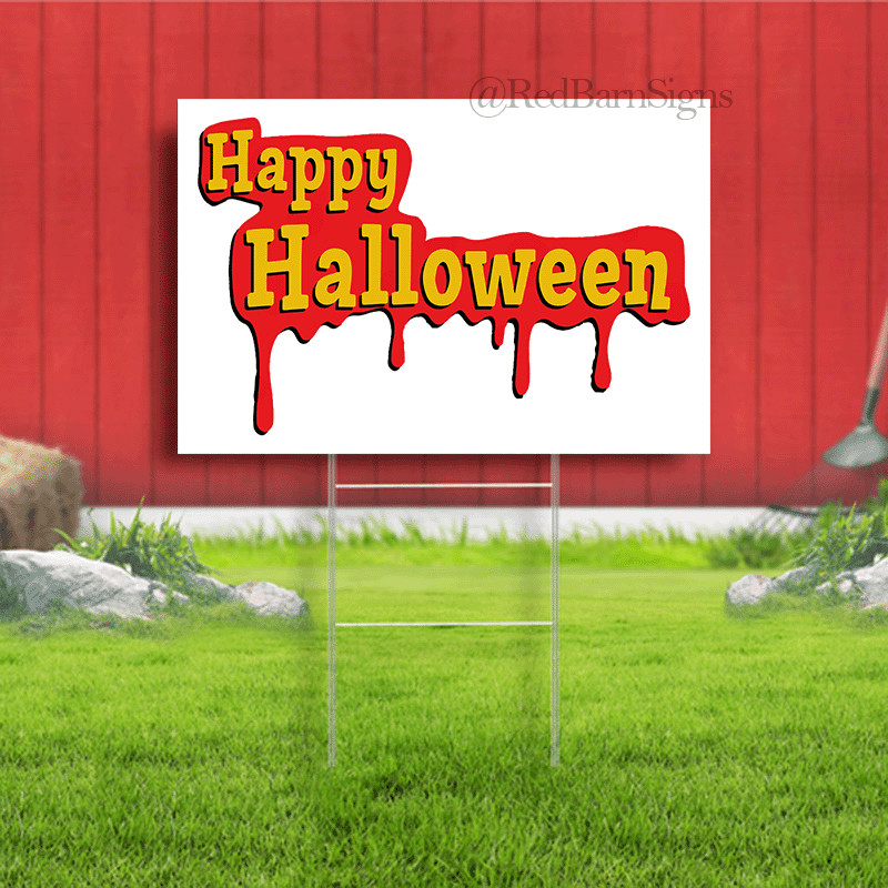 Happy Halloween simple white background yard sign