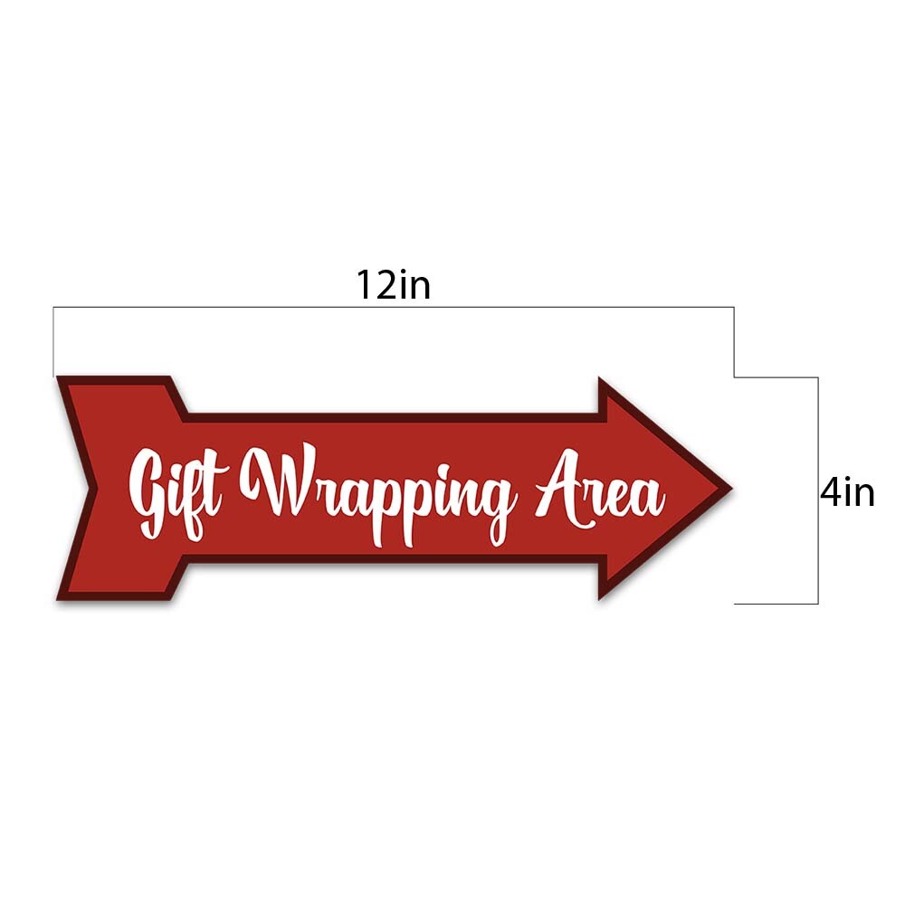 Arrow Shape Plus Gift Wrapping Area 12×4″ Wall or Door Sign | Christmas