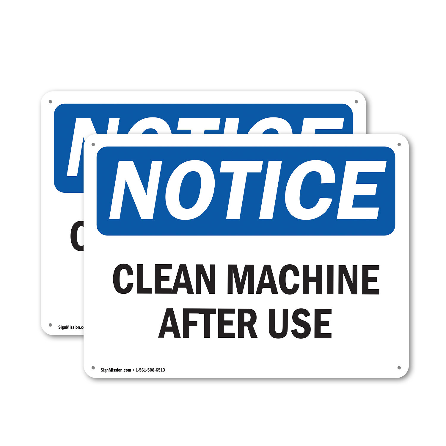 (2 Pack) Clean Machine After Use OSHA Notice Sign Decal Metal Plastic