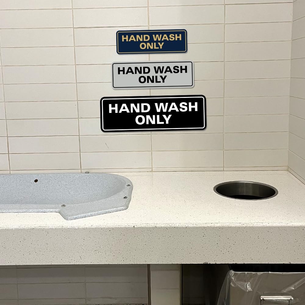 Standard Hand Wash Only Wall or Door Sign | Kitchen Sink Sign with Easy Insta…