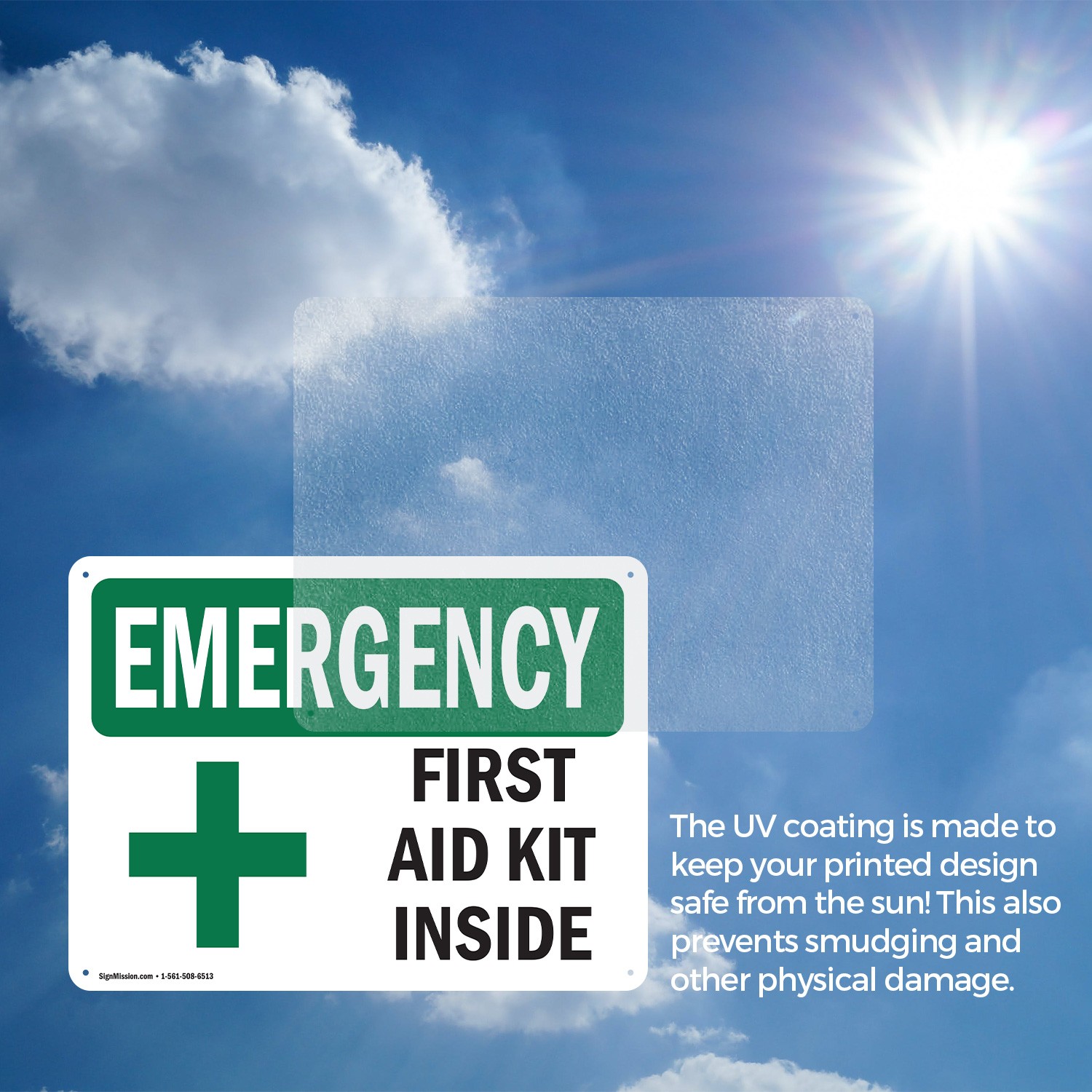 (2 Pack) First Aid Kit Inside With Symbol OSHA Emergency Sign Decal Metal