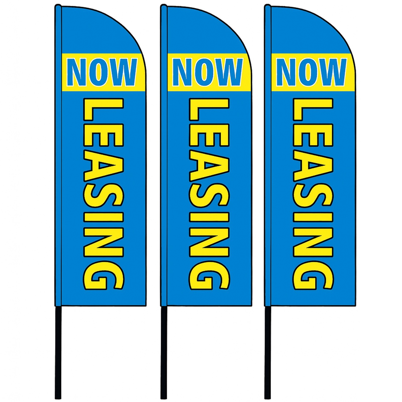 12FT Now Leasing Outdoor Advertising Feather Flags (Hardware Sold Separately)