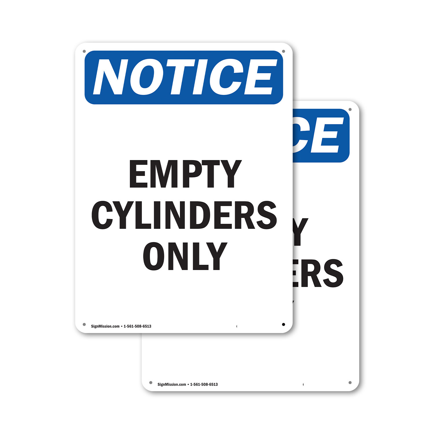 (2 Pack) Empty Cylinders Only OSHA Notice Sign Decal Metal Plastic