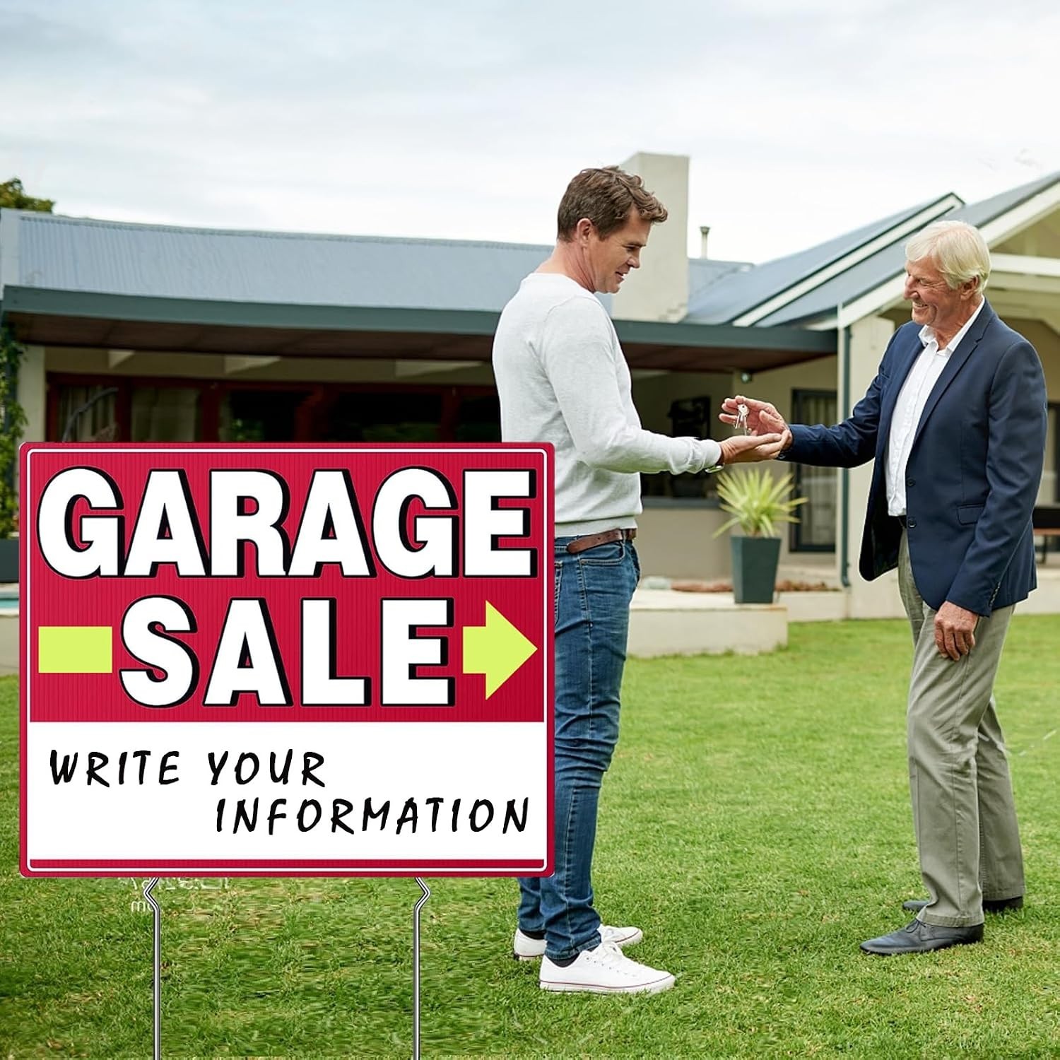 Garage Sale Signs, 17″ X 13″, 6 Pcs Double Side Garage Sale Sign With Stakes