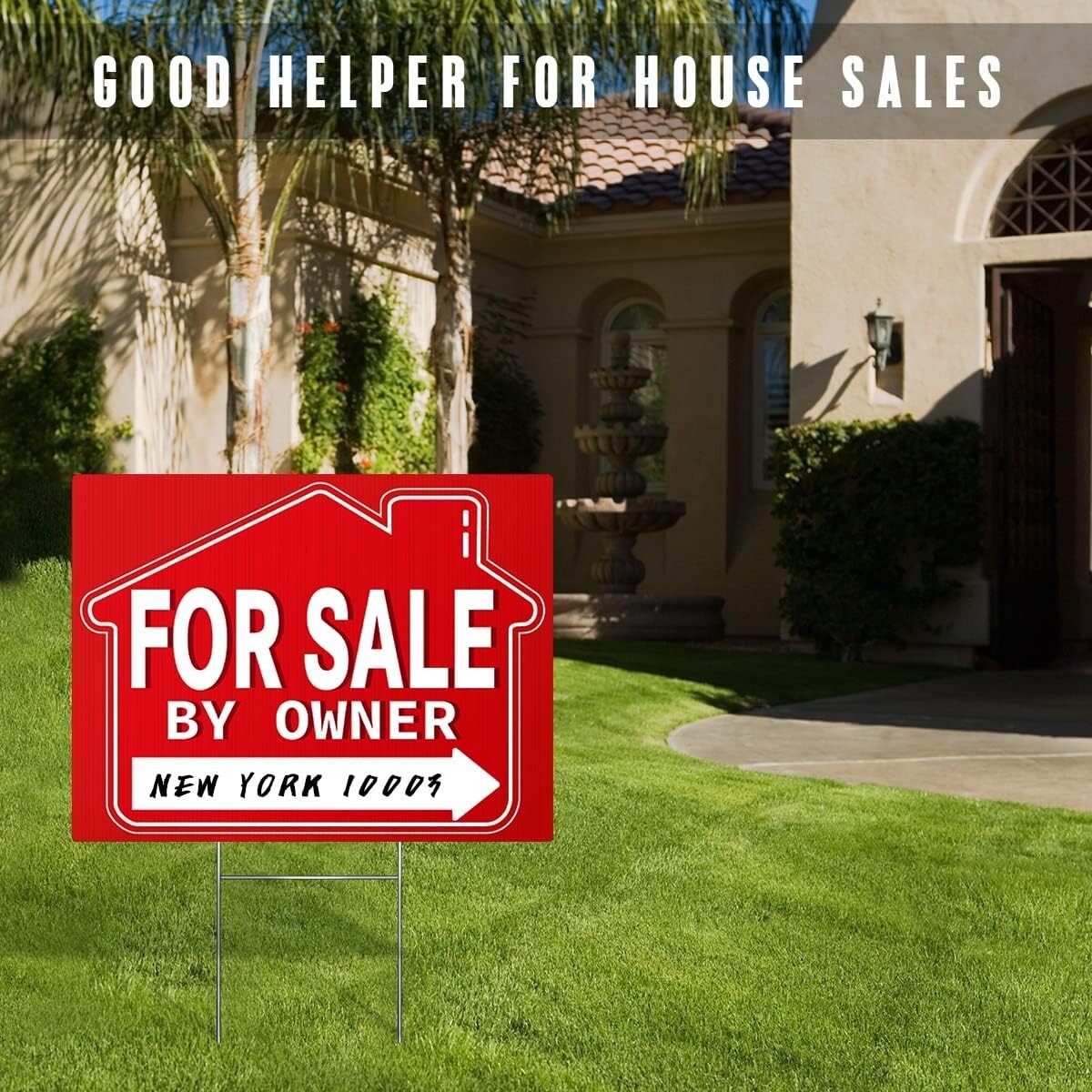 For Sale By Owner Yard Sign 3 Pack 18″ X 14″ Double-Sided Yard Signs with Metal