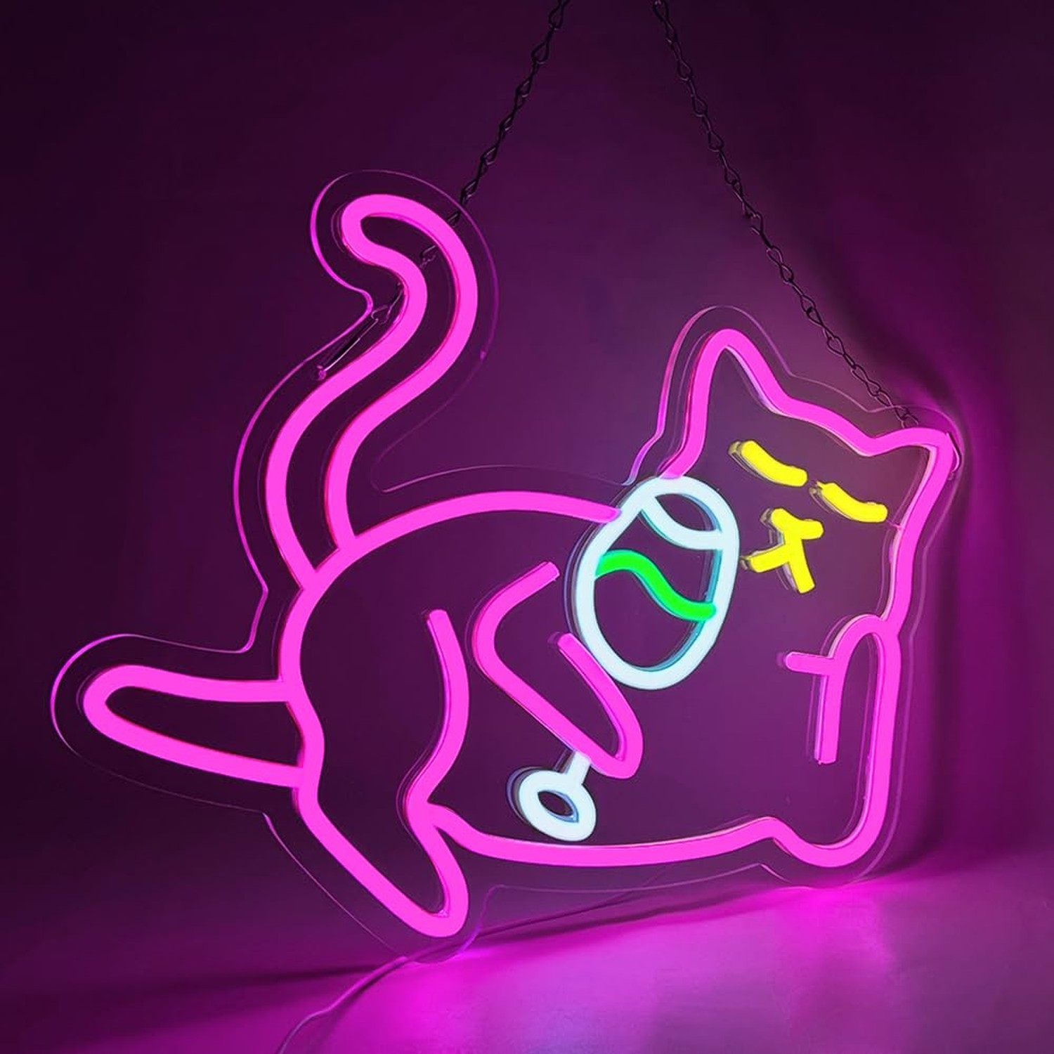 Cat Beer Neon Sign, Bar Neon Signs for Wall Decor, Animal Wall Art Neon Light…