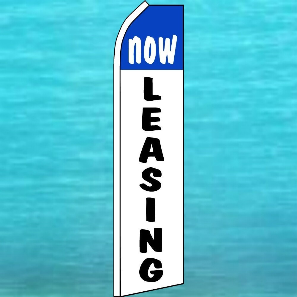 NOW LEASING FLUTTER FLAG Real Estate Advertising Sign Feather Swooper Banner