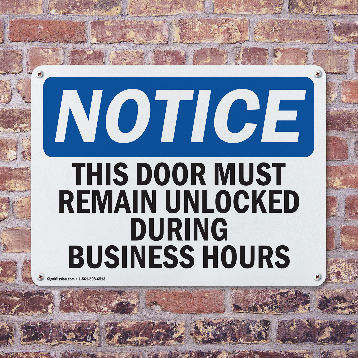 (2 Pack) This Door Must Remain Unlocked During Business OSHA Notice Sign Decal