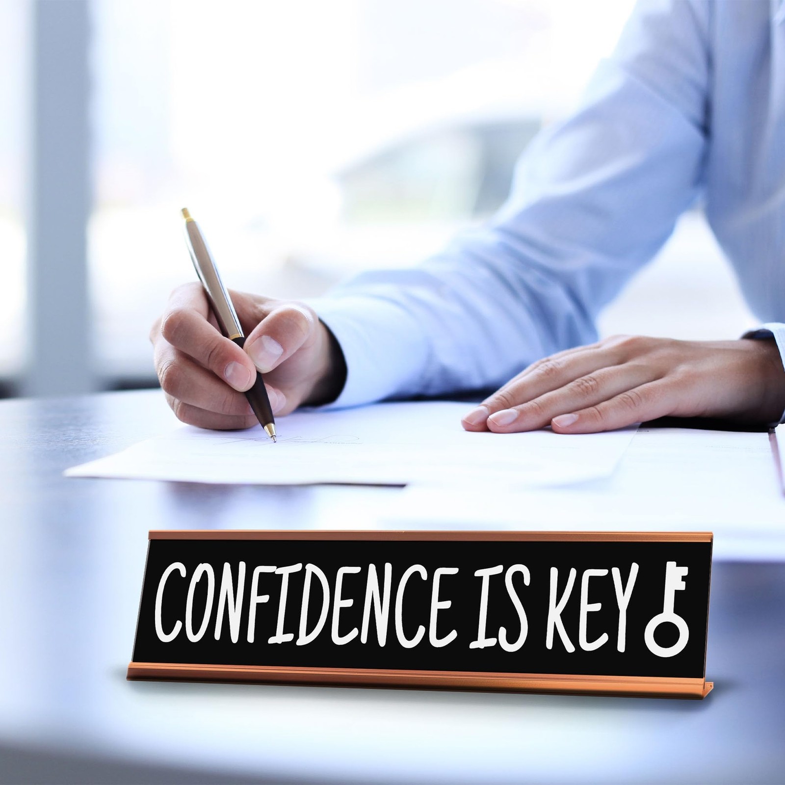 Confidence Is Key Desk Sign (2×10″) | Funny Office Decor