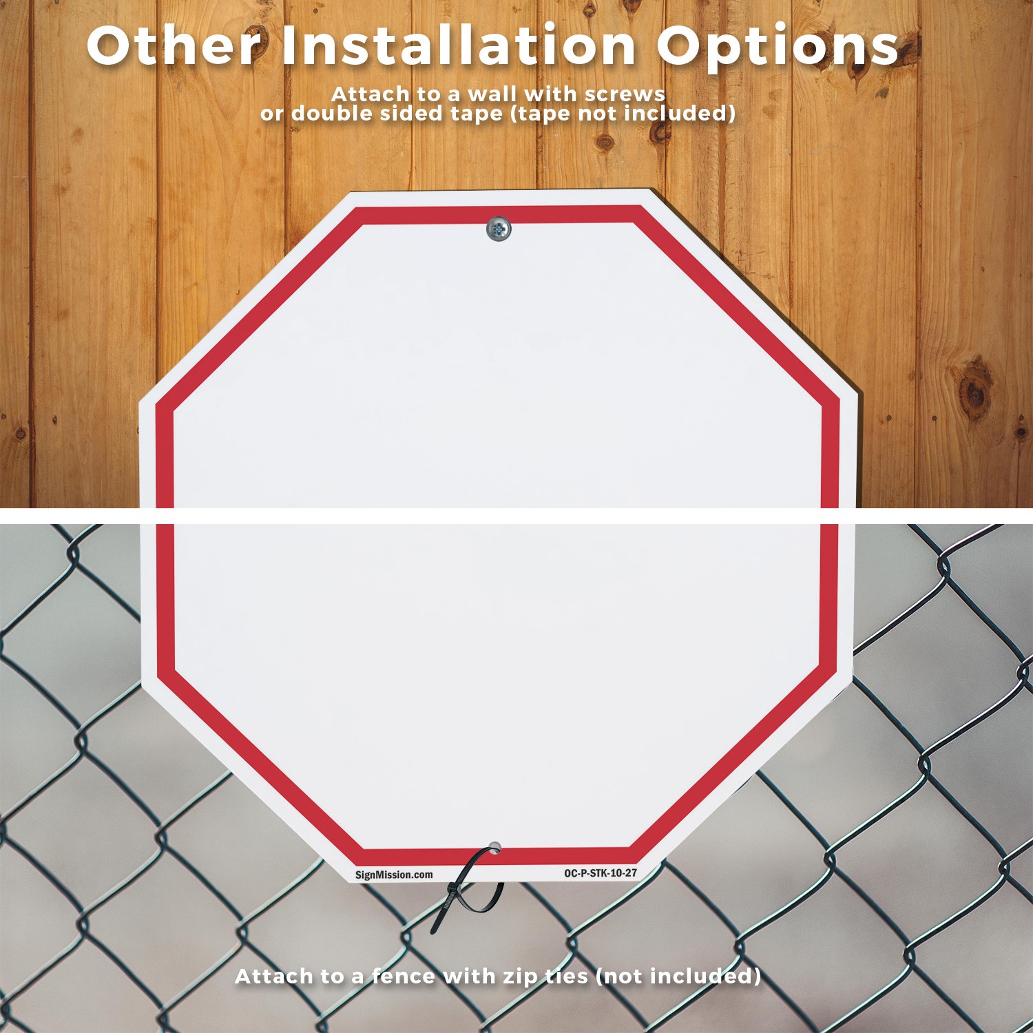Blank Sign White Background Octagon Sign With Stake Weather Resistant
