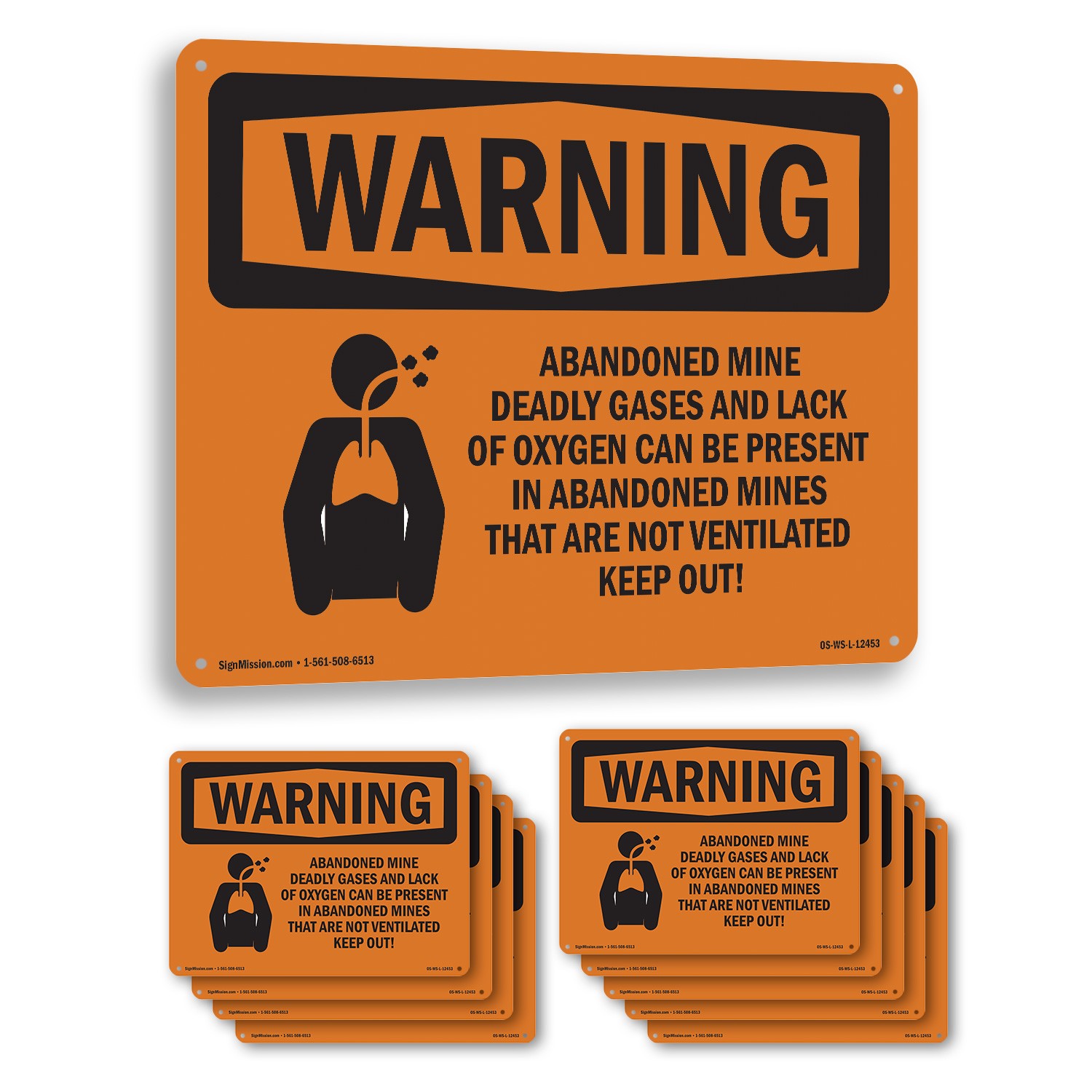 Abandoned Mine Deadly Not Ventilated OSHA WARNING Sign Or Decal – 5 or 10 Pack