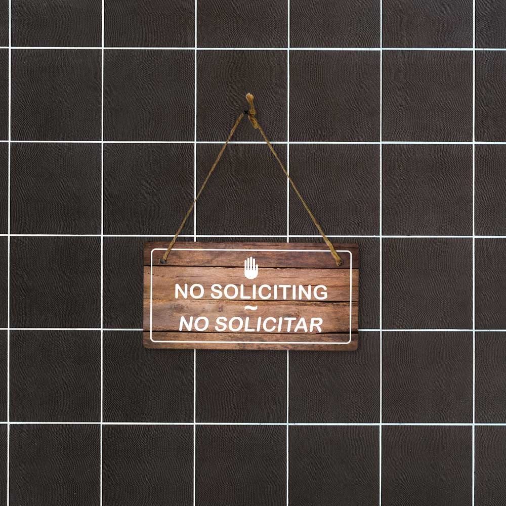 Sales & Solicitation | Rustic Oak Wood 5 x 10″ Hanging Signs
