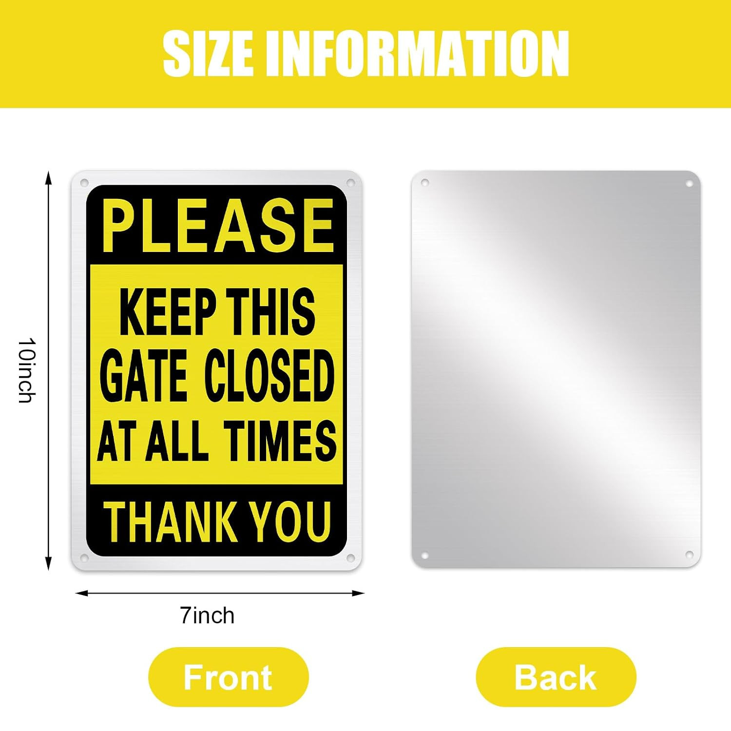 4 Pcs Please Keep This Gate Closed Sign 10×7 Weatherproof Metal Gate Closed Sign