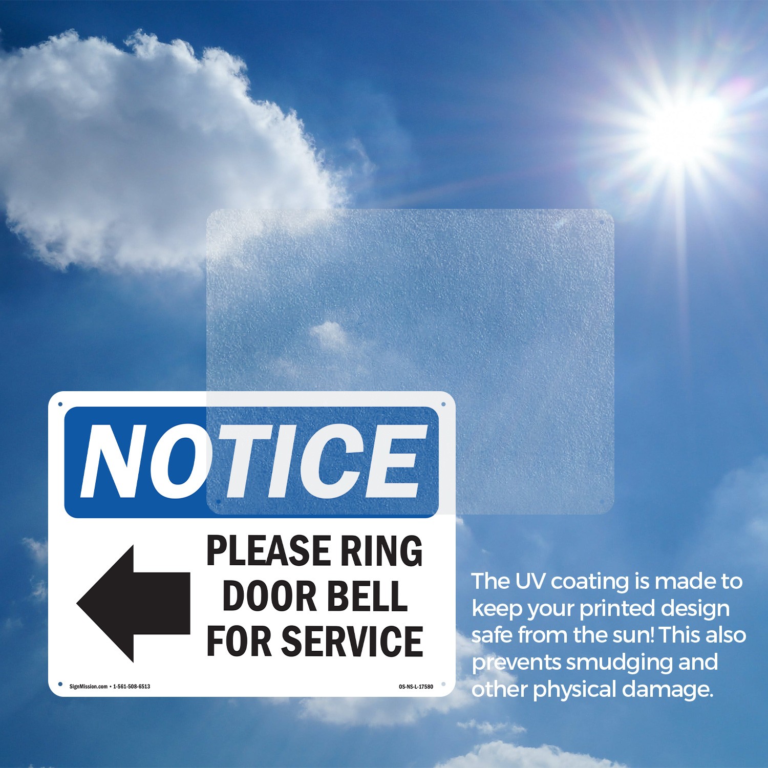 Please Ring Door Bell For Service OSHA Notice Sign Metal, Decal – 5 or 10 Pack