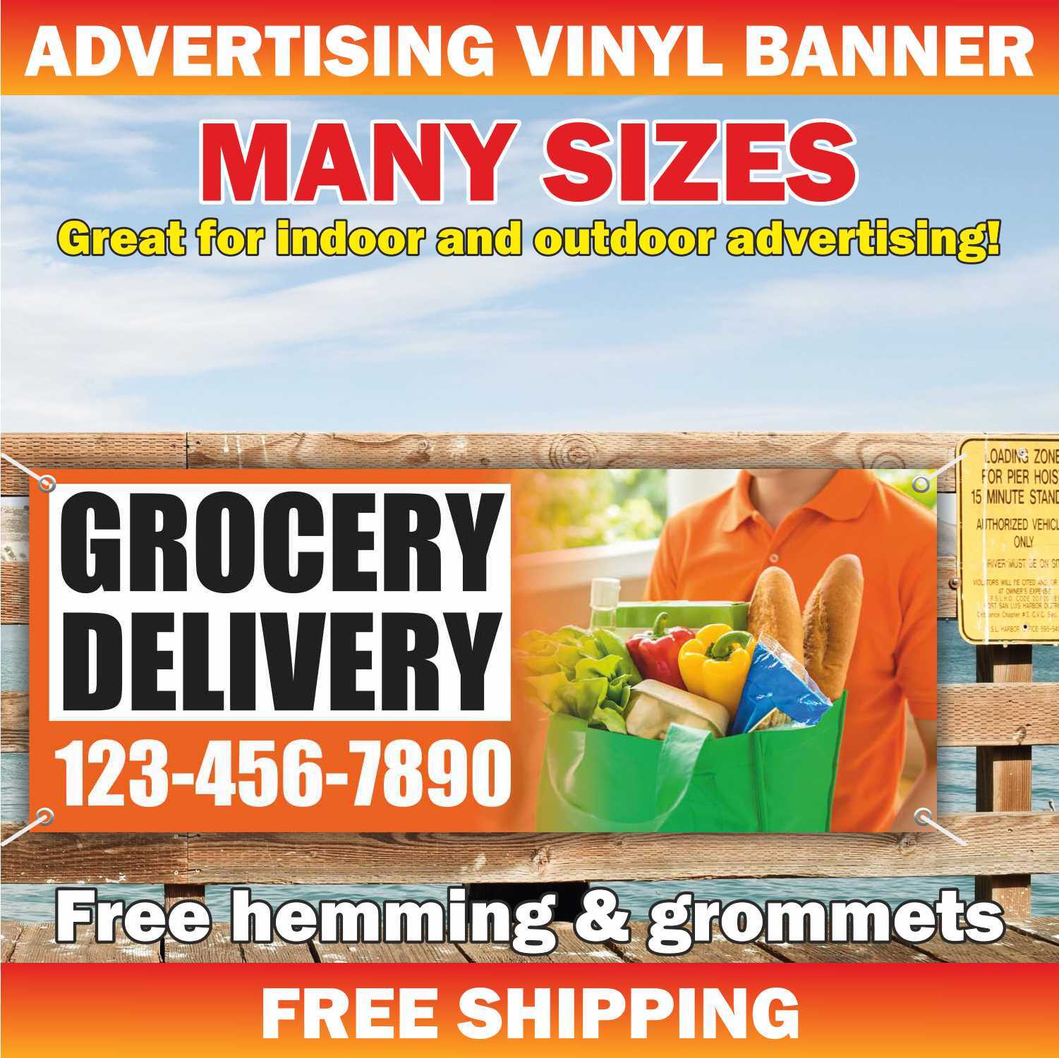 GROCERY DELIVERY Advertising Banner Vinyl Mesh Sign Custom CONVENIENCE STORE