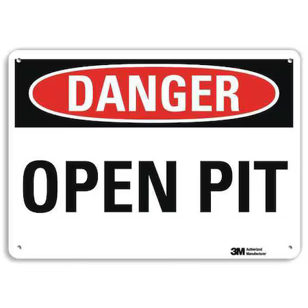 Lyle U3-1883-Ra_10X7 Danger Sign, 4 Hole Mount, 10In W X 7In H, U3-1883-Ra_10X7