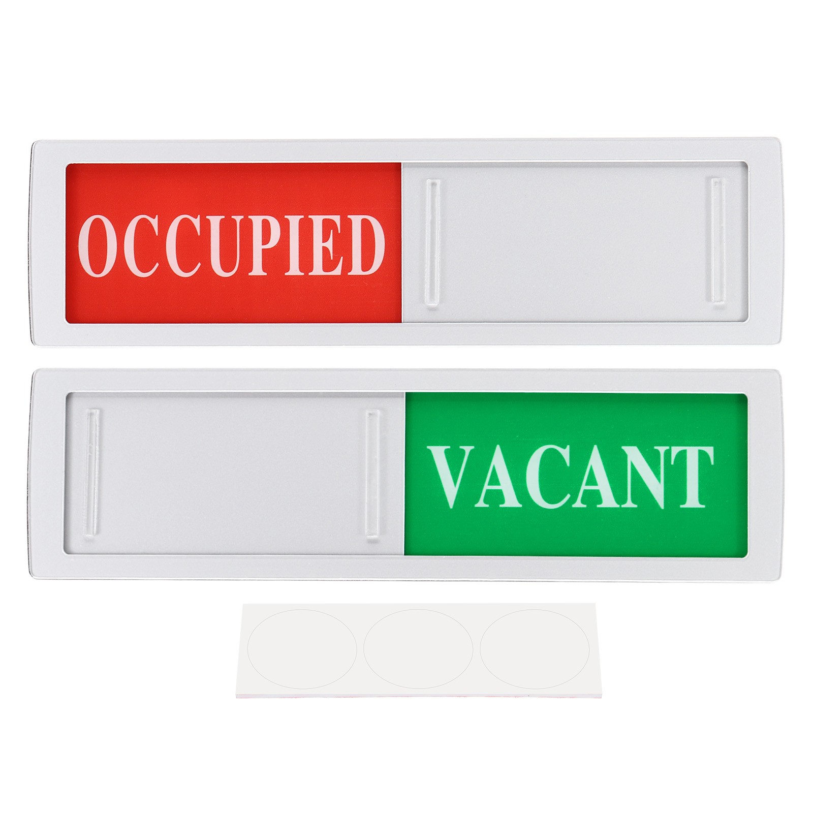 7″Lx2″Wx0.2″T Vacant Occupied Slider Door Sign, Silver Tone