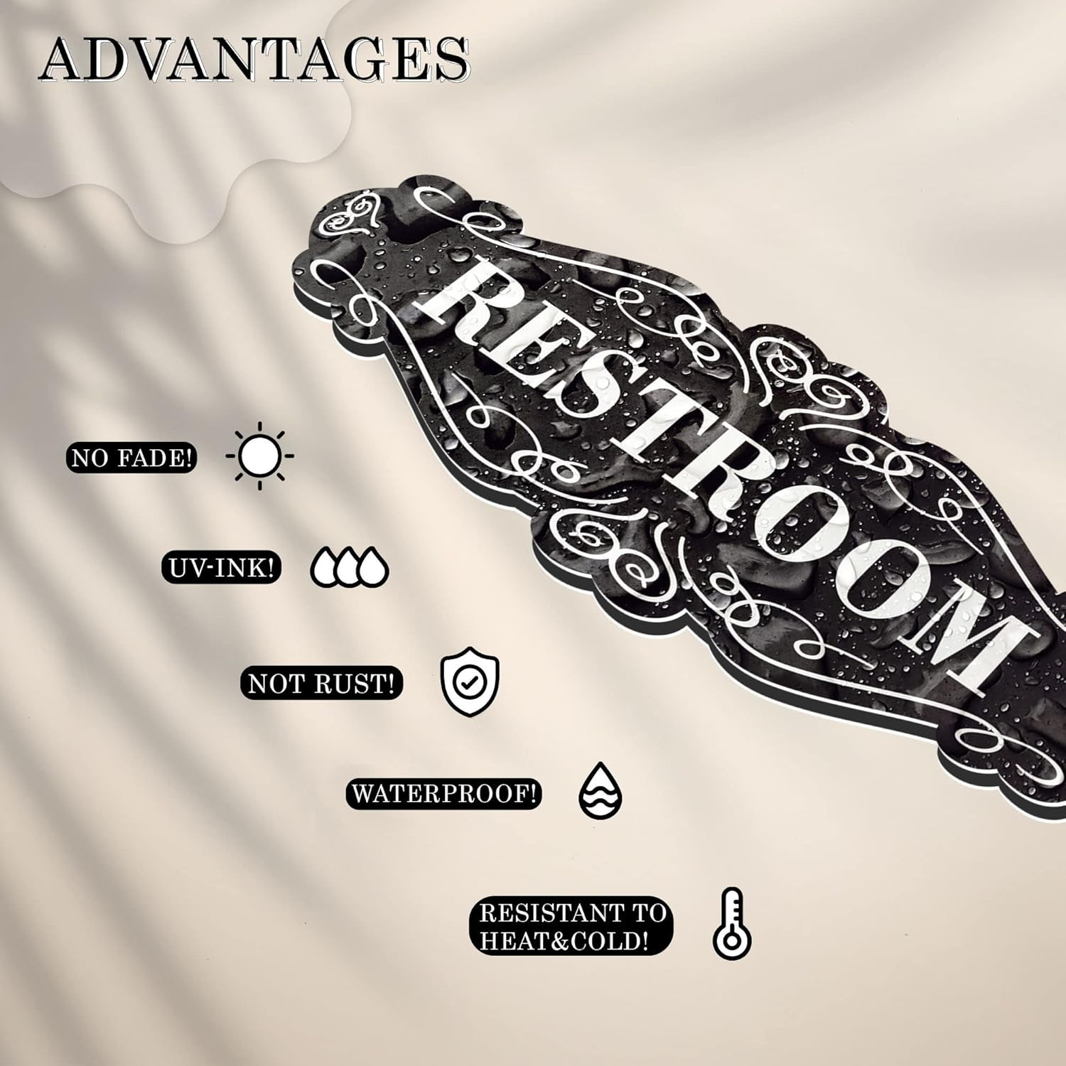Restroom Sign for Door 9X3 Dibond Self-Adhesive Unisex Bathroom Sign Waterproo