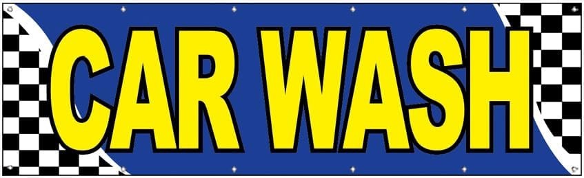 3×10 Ft CAR WASH Banner Polyester Fabric Sign With Grommets bb