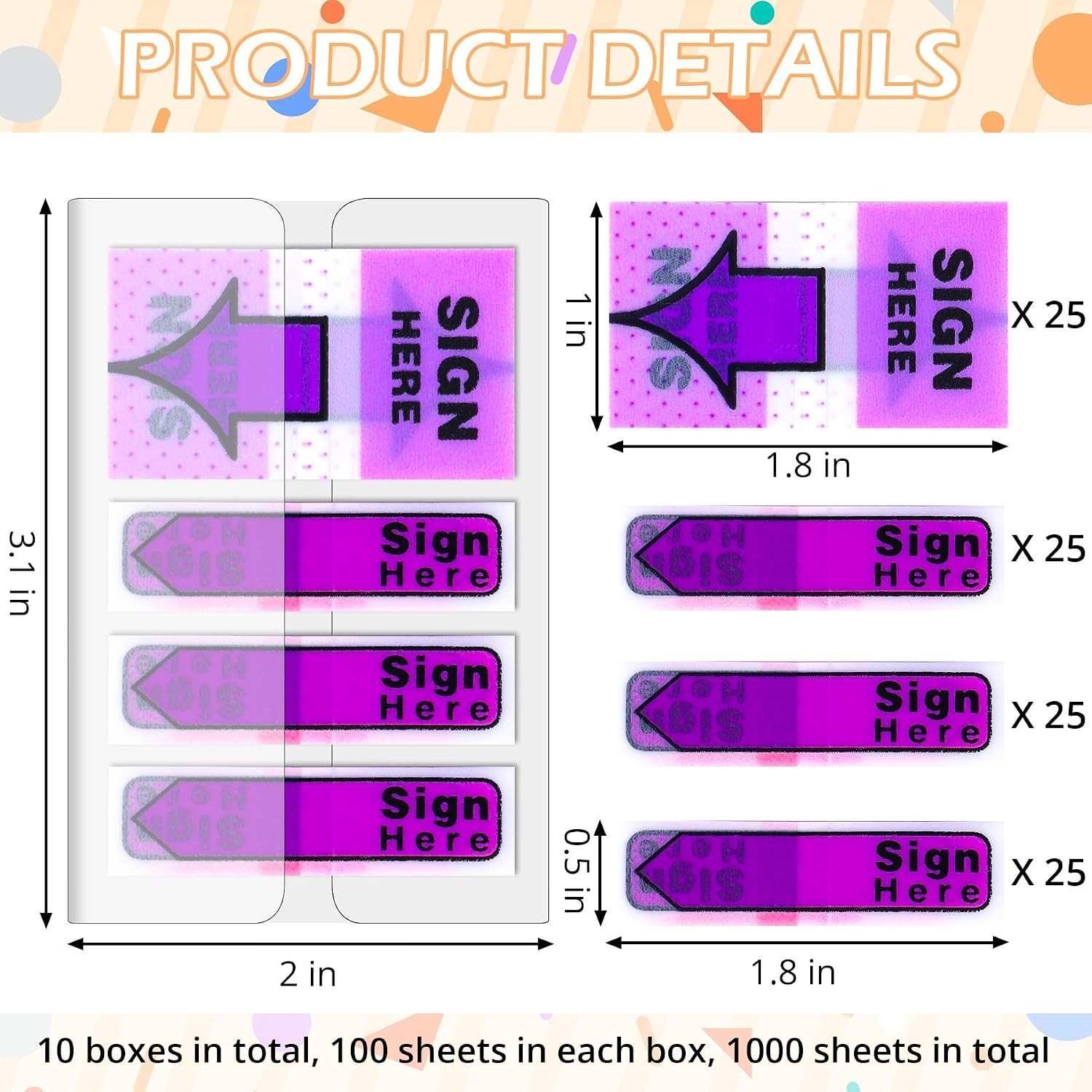 10 Pack 1000 Pieces Sign Here Tabs Sign Here Stickers Sign Here Date Stickers Fl
