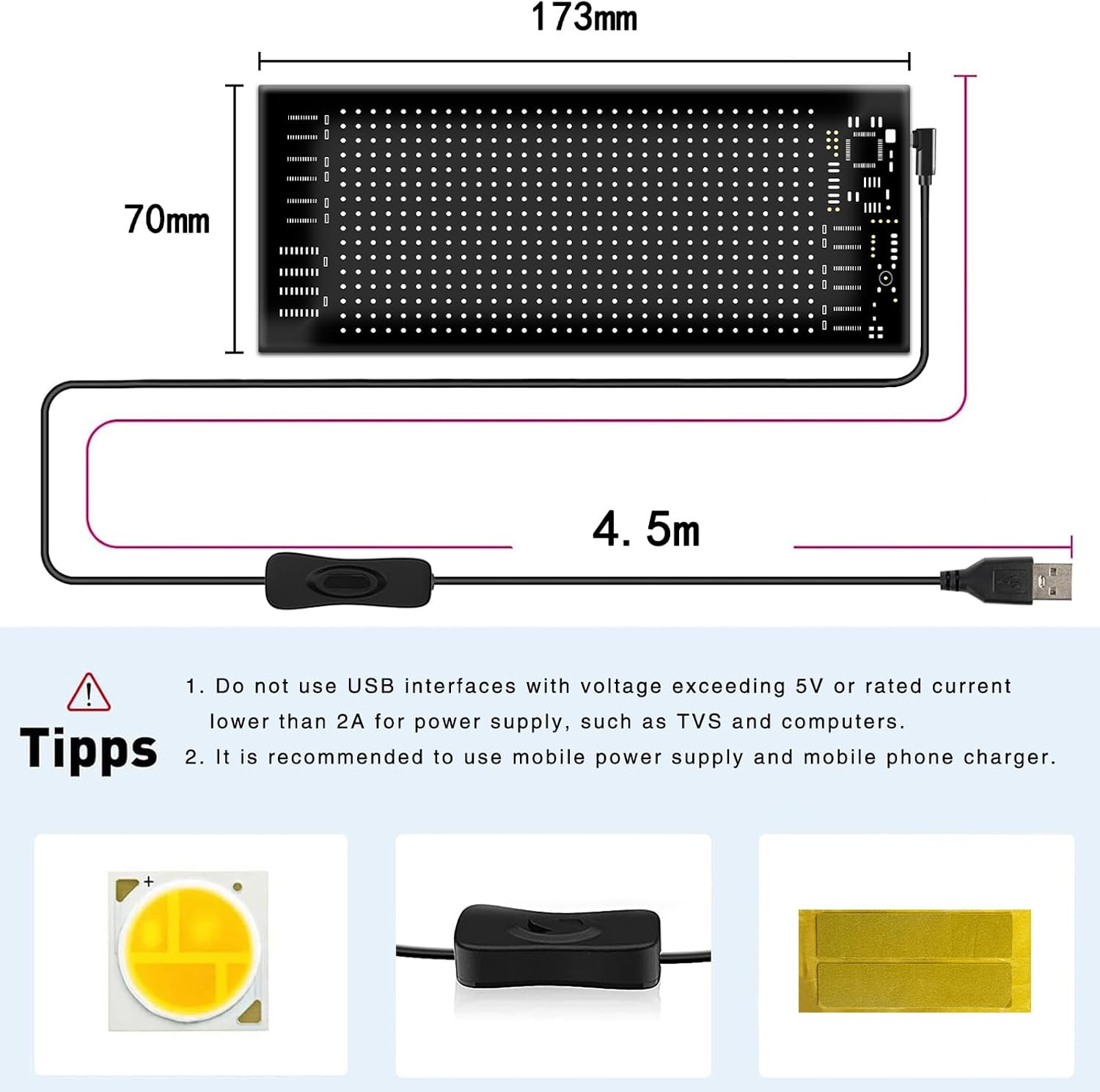 LED Car Sign, 7”X3” Flexible Smart Display Bluetooth APP Control Scrolling Bri