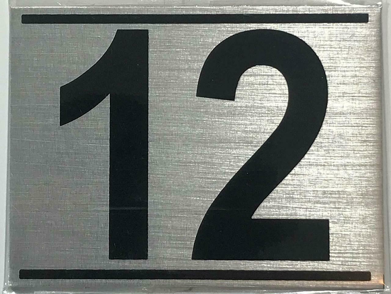 APARTMENT NUMBER TWELVE (12) SIGN – -BRUSHED ALUMINUM (2.25X3)-ref0420
