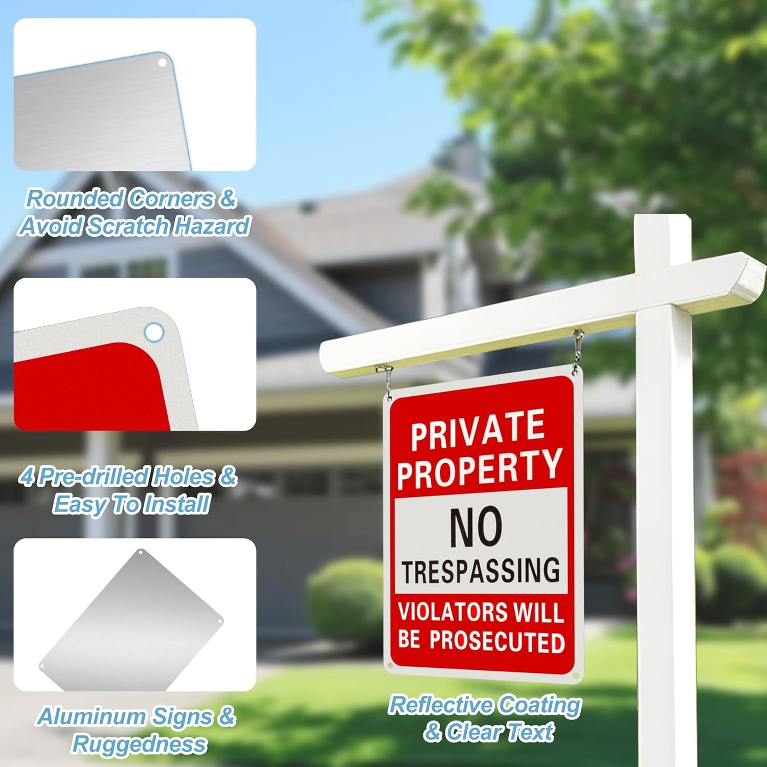 8Pack Private Property No Trespassing Signs,10×7 Inch Rustproof UV Ink Alumin…