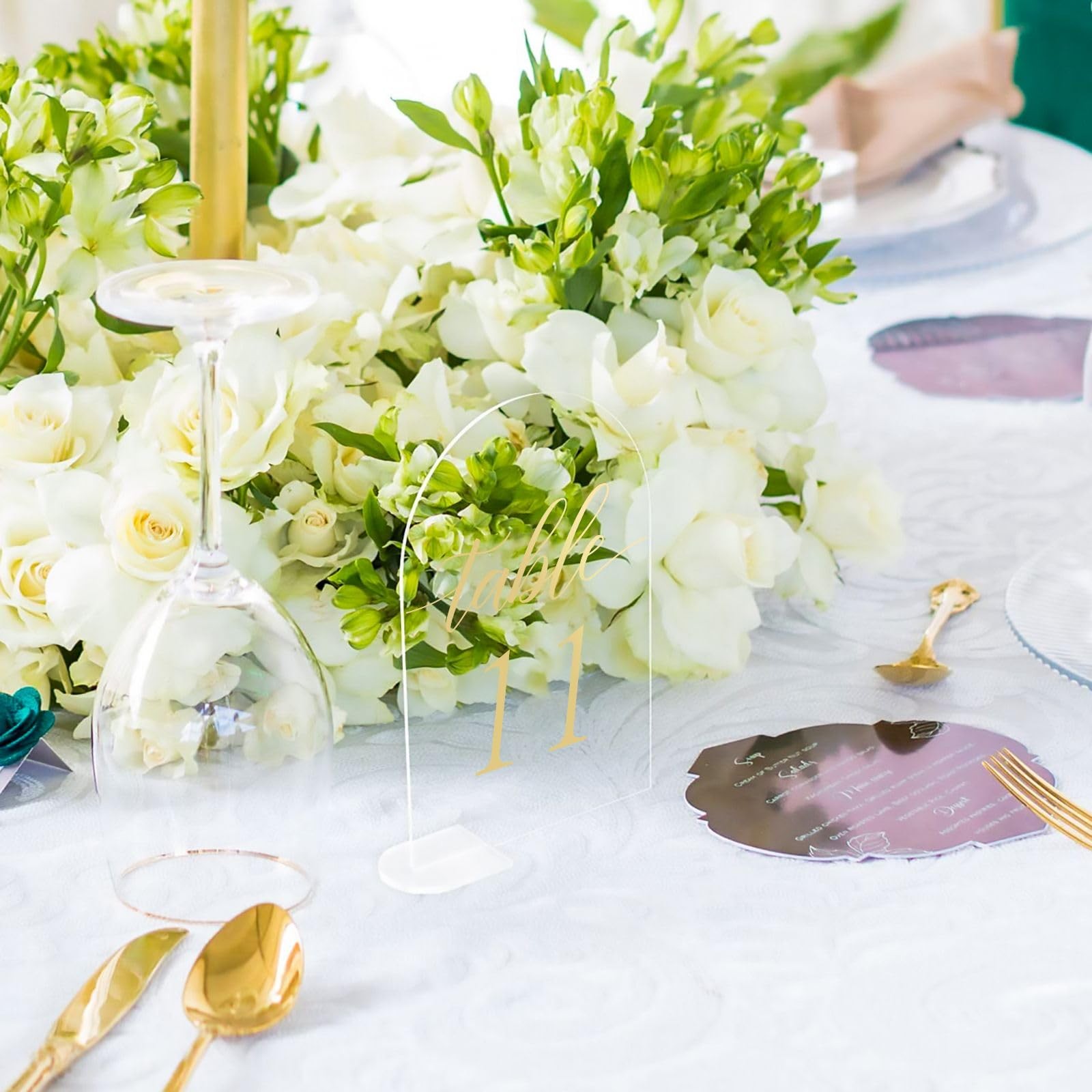 Acrylic Sign Gold Printed Table Numbers, Wedding Table Number for Wedding Rec…