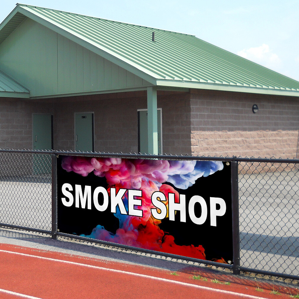 Vinyl Banner Multiple Sizes Smoke Shop Weatherproof Industrial Yard Signs