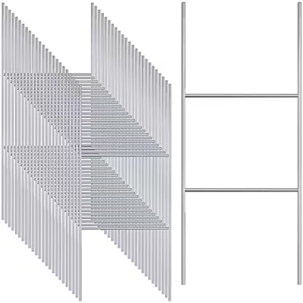 25 Pack Galvanized H Frame Yard Sign Stakes 16.5 In. X 7 In., Heavy Duty 9 Gauge