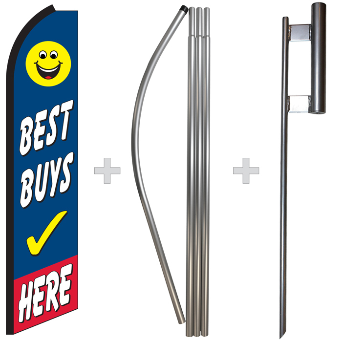 Best Buys Here 15′ Tall Swooper Flag & Pole Kit Feather Super Bow Banner