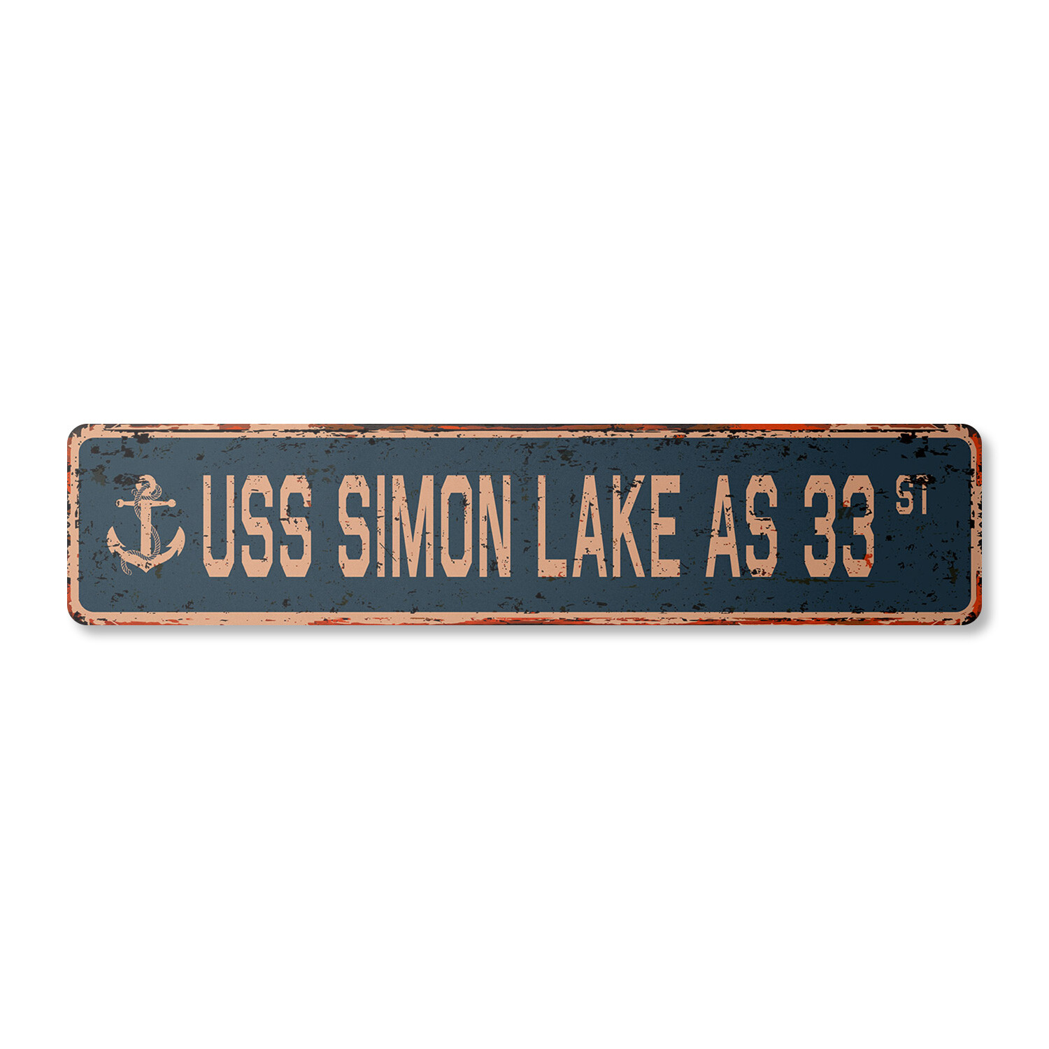 USS SIMON LAKE AS 33 Vintage Street Sign us navy ship veteran sailor rustic gift