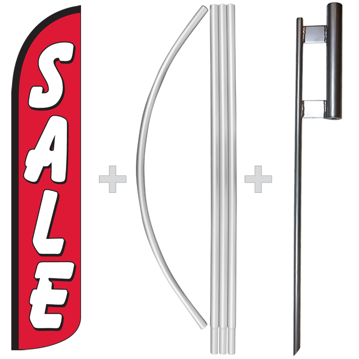 Sale Red/White 15′ Tall Windless Swooper Feather Banner Flag & Pole Kit