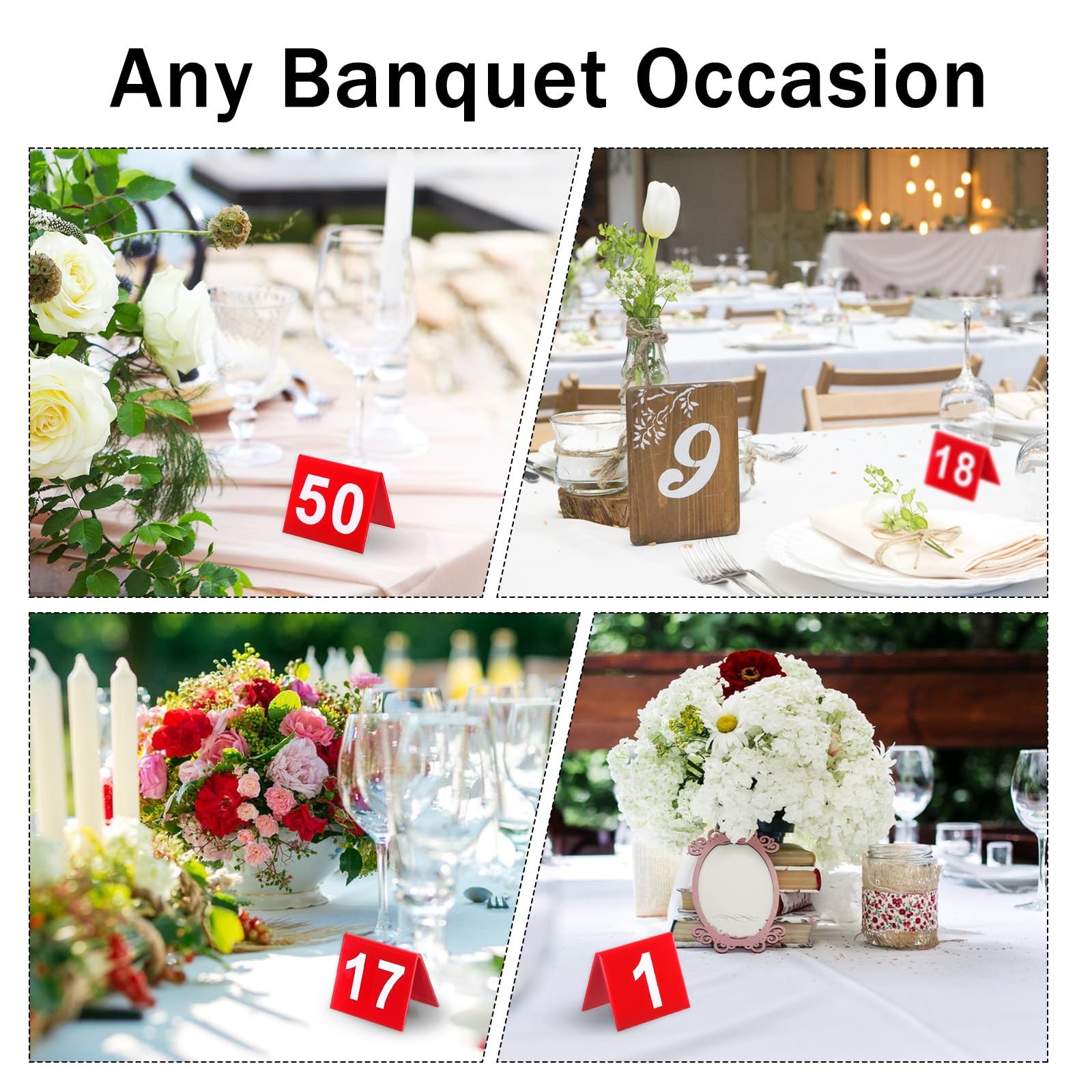 50 PCS 150 Table Numbers Red Plastic Double Sided Tents For Restaurant