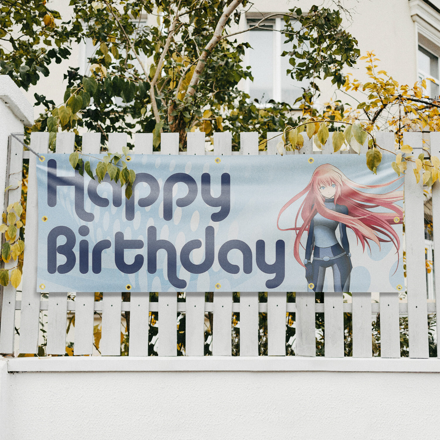 Happy Birthday Anime Vinyl Banner Sign with Metal Grommets Heavy-Duty