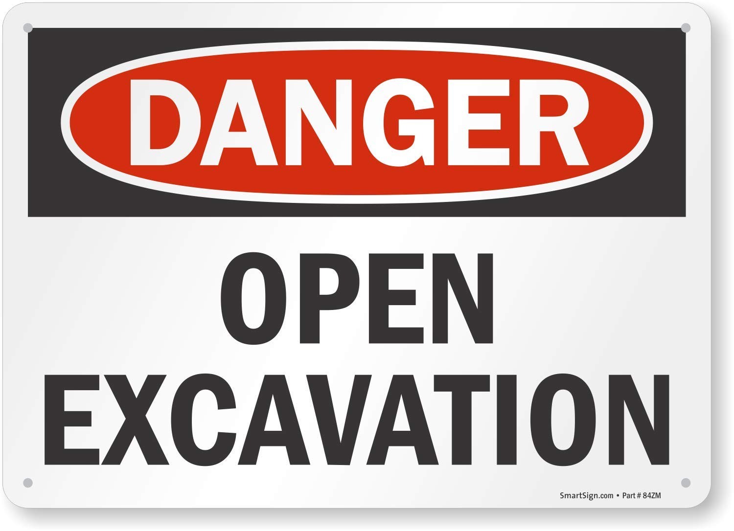 S6735PL14 Danger Open Excavation Sign 10×14 Inch Plastic Safety Notice