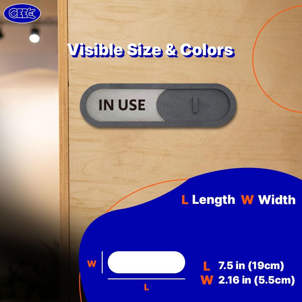 In Use Available Privacy Slider Sign Brown Premium MDF Wood 7.5×2.2″
