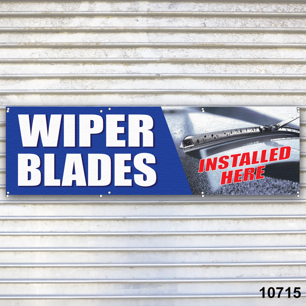 Wiper Blades Installed Banner Sign Auto Repair Tire Dealer Service Bay Garage