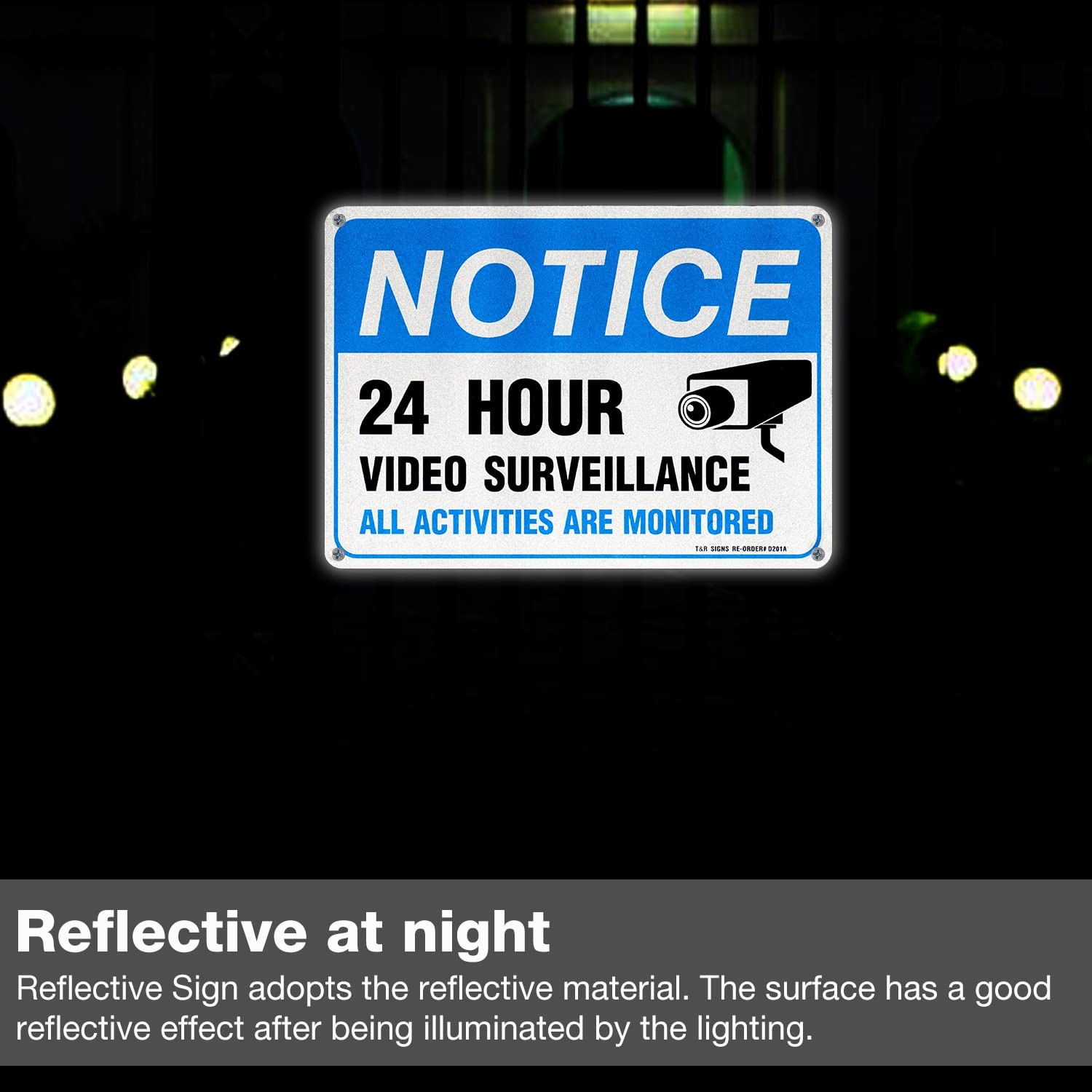 Smile You’re On Camera Signs, Video Surveillance Aluminum Warning Sign, 2 Pack