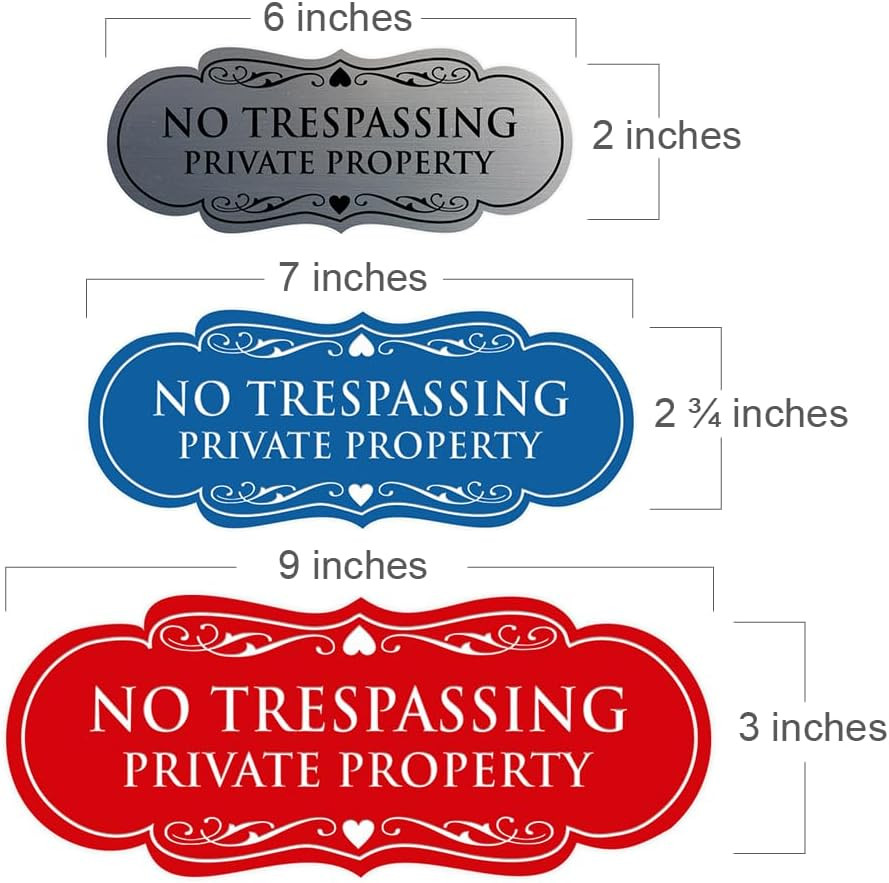 Designer No Trespassing Private Property Wall or Door Sign | Security Sign fo…